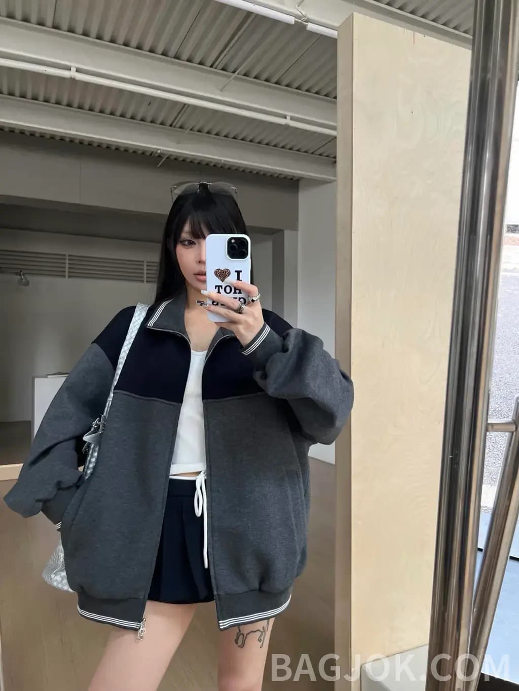 미우미우 미우미우 컬러 블록 메리노 울 집업 자켓 상세 이미지