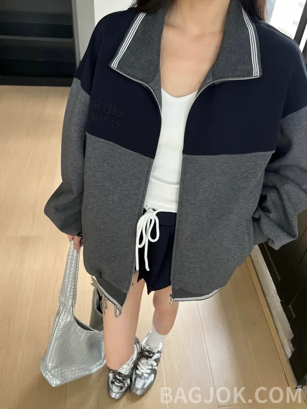 미우미우 미우미우 컬러 블록 메리노 울 집업 자켓 상세 이미지