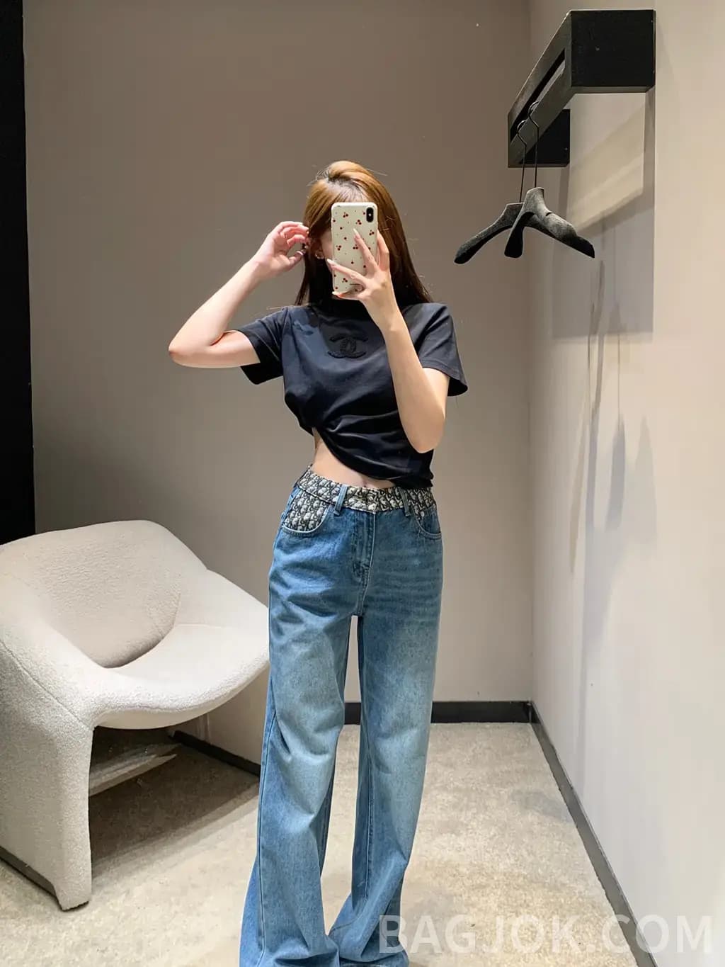 디올 디올 오블리크 패턴 와이드 데님 팬츠 상세 이미지
