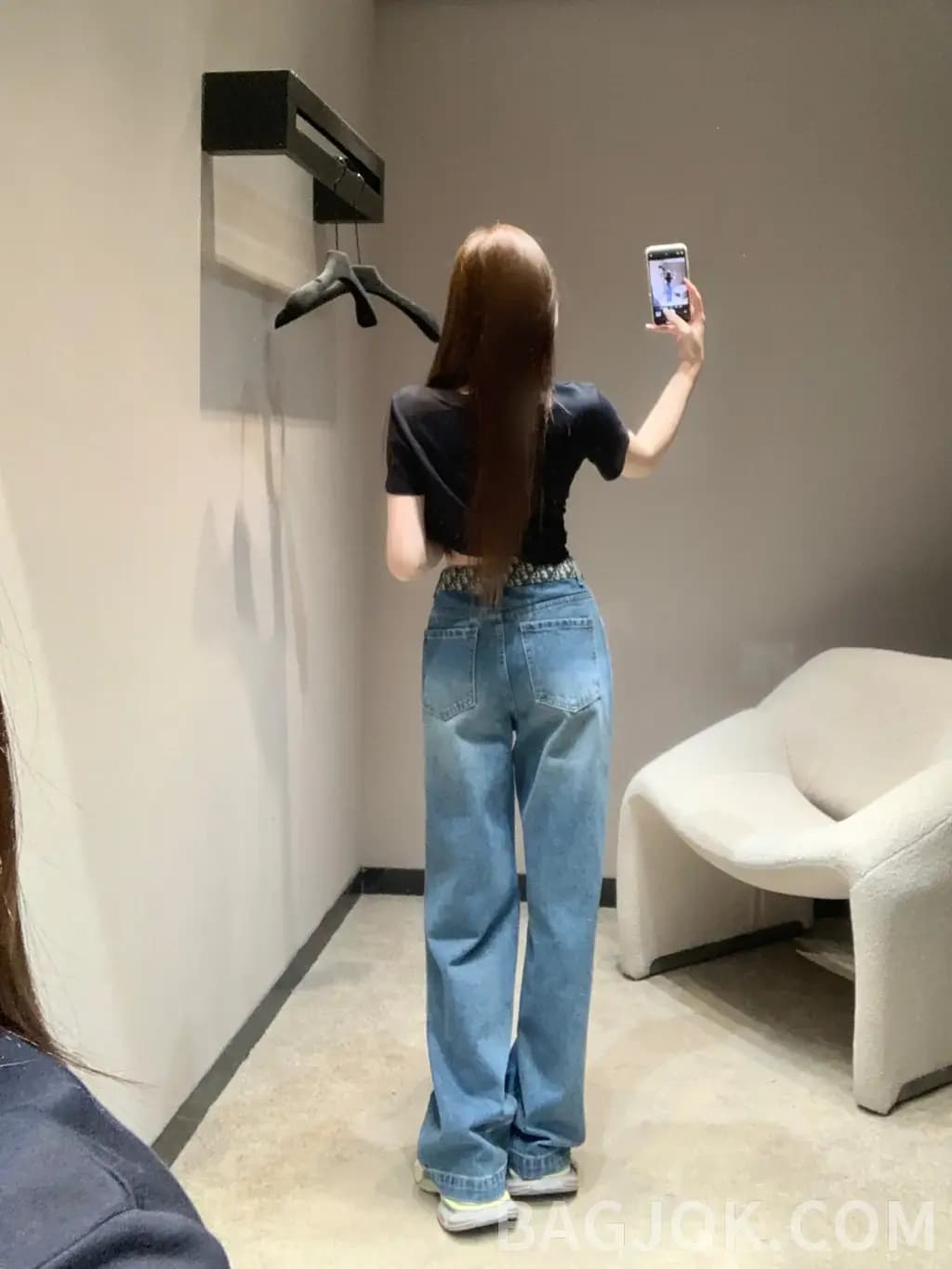 디올 디올 오블리크 패턴 와이드 데님 팬츠 상세 이미지