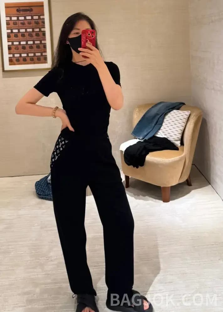 루이비통 루이비통 모노그램 패턴 울 니트 조거 팬츠 상세 이미지