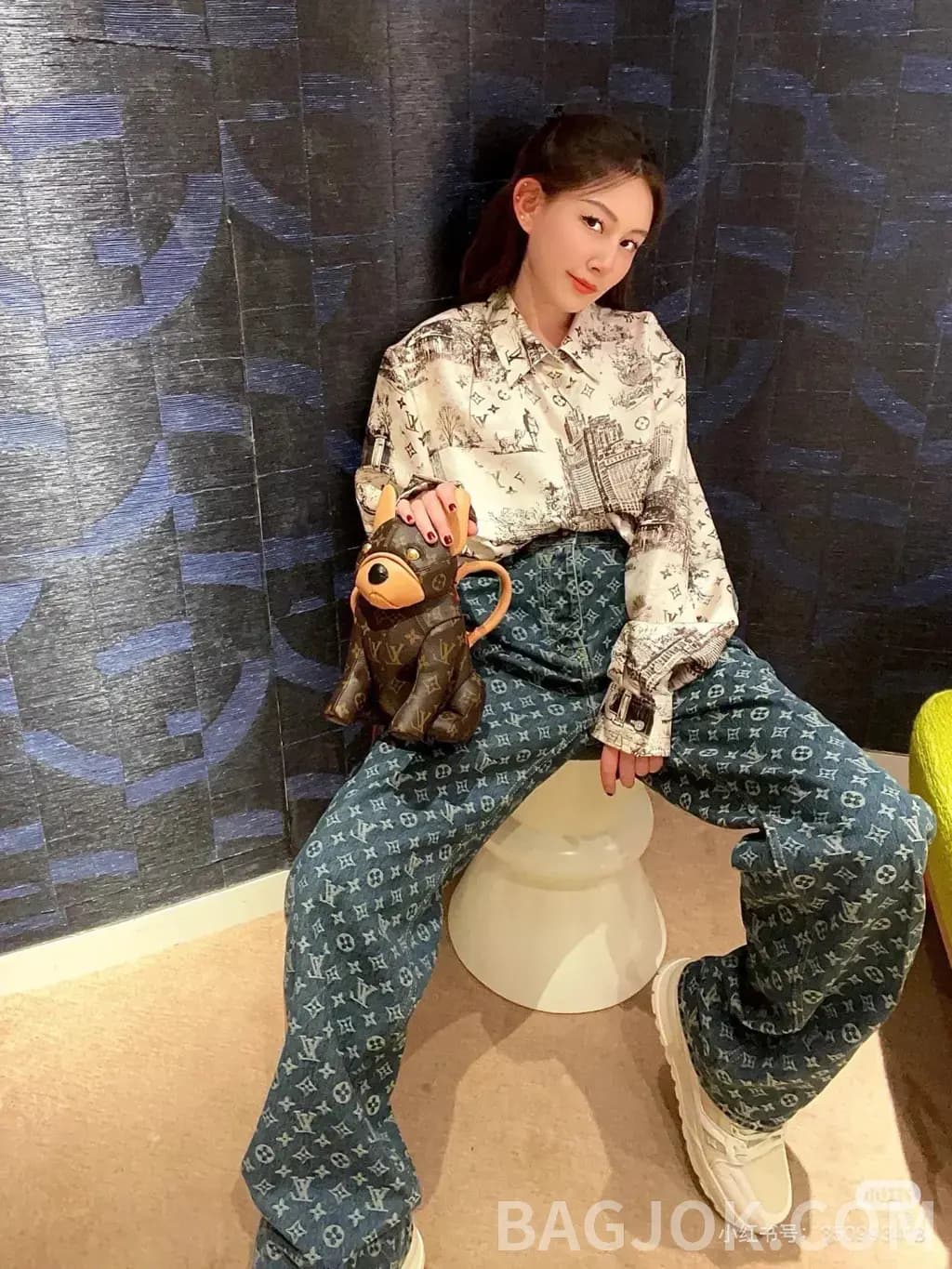 루이비통 루이비통 올오버 모노그램 자카드 데님 와이드 팬츠 상세 이미지