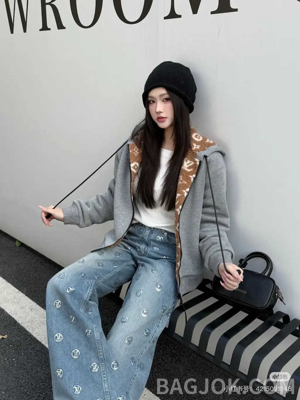 루이비통 루이비통 올오버 모노그램 스팽글 자수 와이드 데님 팬츠 상세 이미지