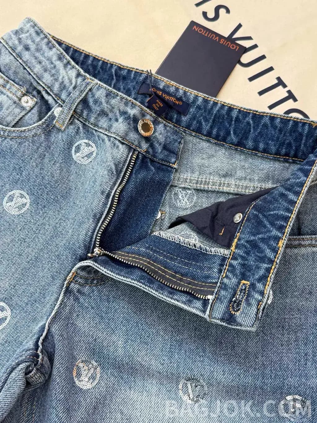 루이비통 루이비통 올오버 모노그램 스팽글 자수 와이드 데님 팬츠 상세 이미지