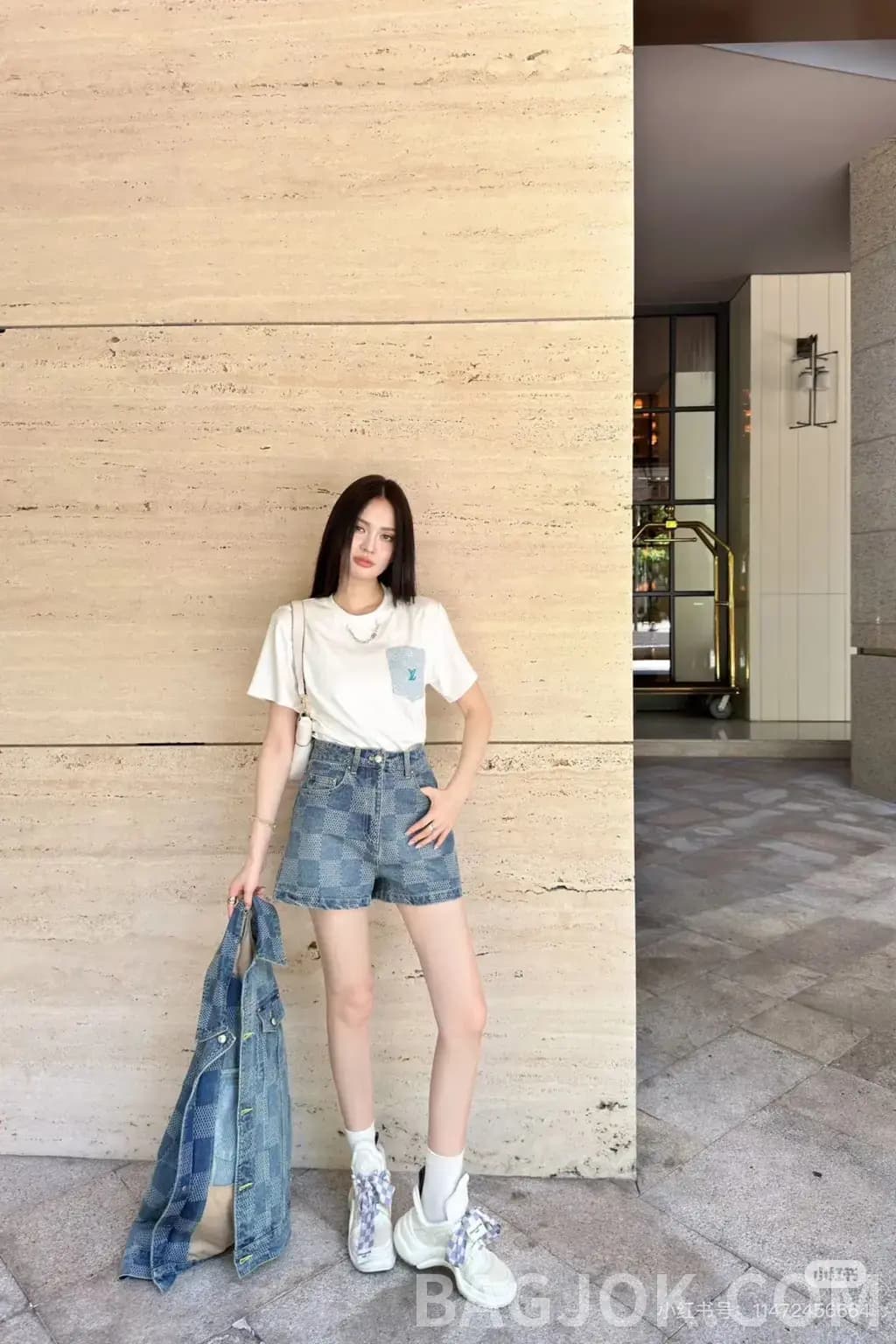 루이비통 루이비통 체크 자카드 데님 쇼츠 상세 이미지