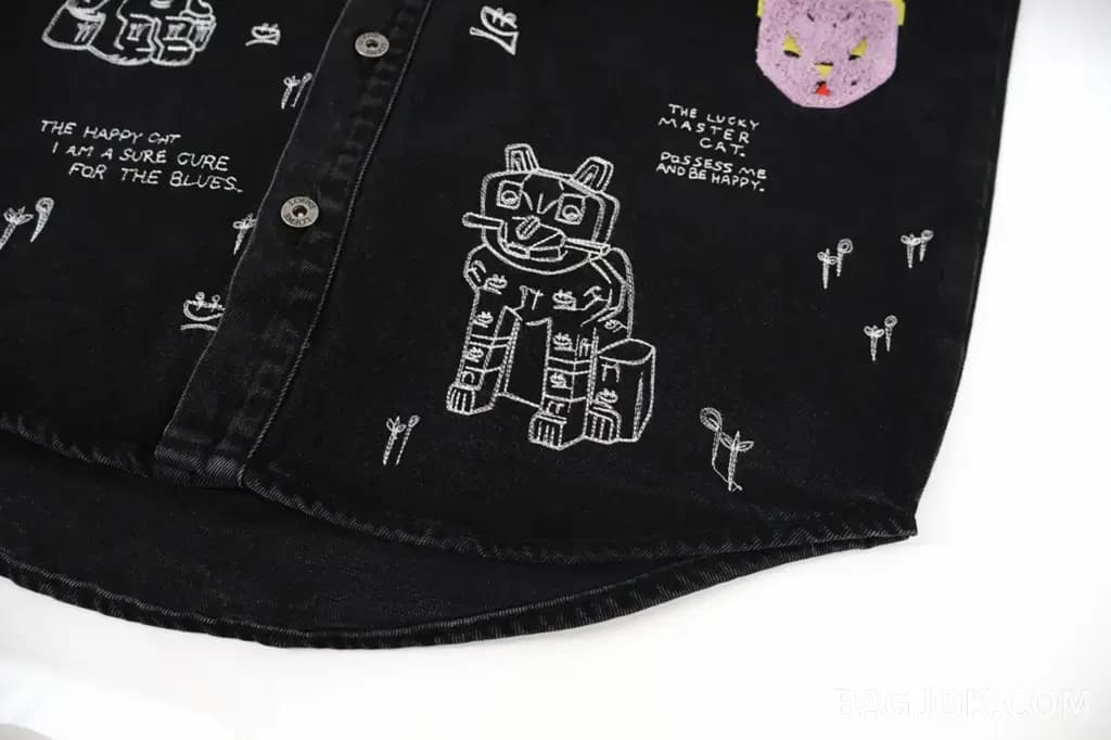 로에베 로에베 루이스웨인 캣 그래픽 데님 셔츠 상세 이미지
