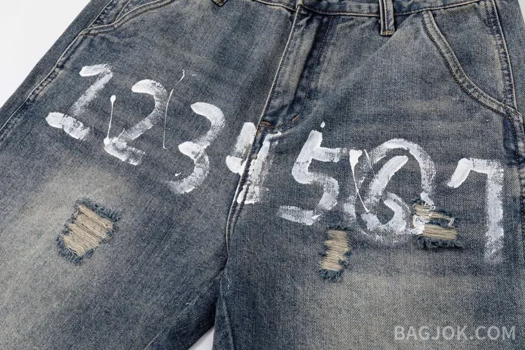 메종 마르지엘라 MAISON MARGIELA 페인트 스플래터 넘버링 데님 쇼츠 상세 이미지