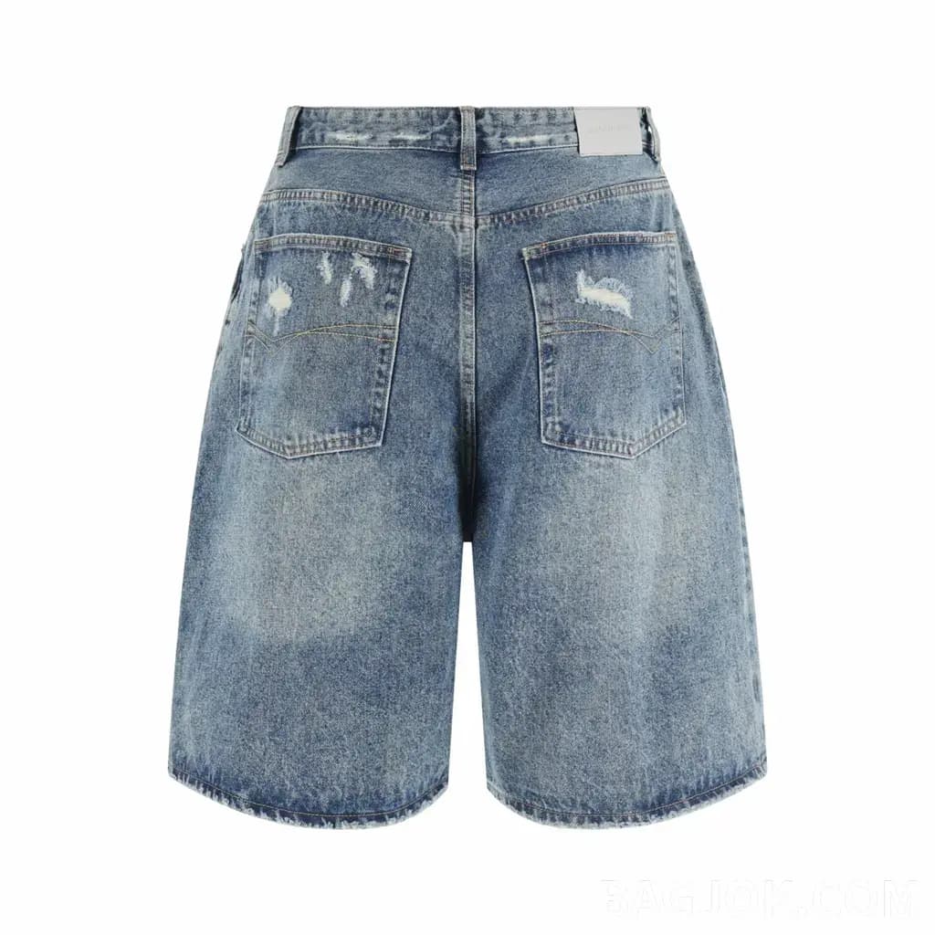 발렌시아가 BALENCIAGA 플리티드 와이드 데님 쇼츠 상세 이미지