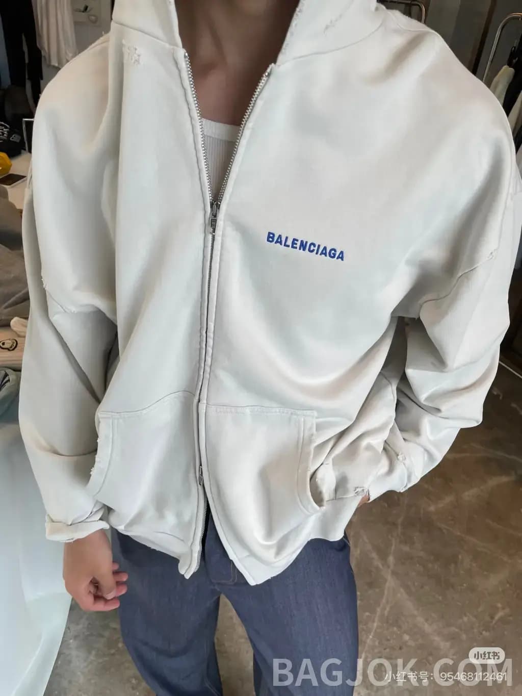 발렌시아가 BALENCIAGA 자수 집업 후드 상세 이미지