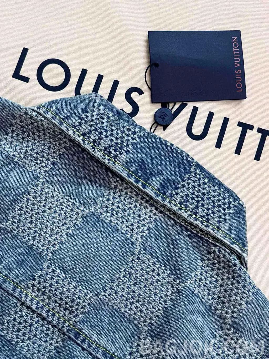루이비통 LOUIS VUITTON 체크 패턴 데님 셔츠 상세 이미지