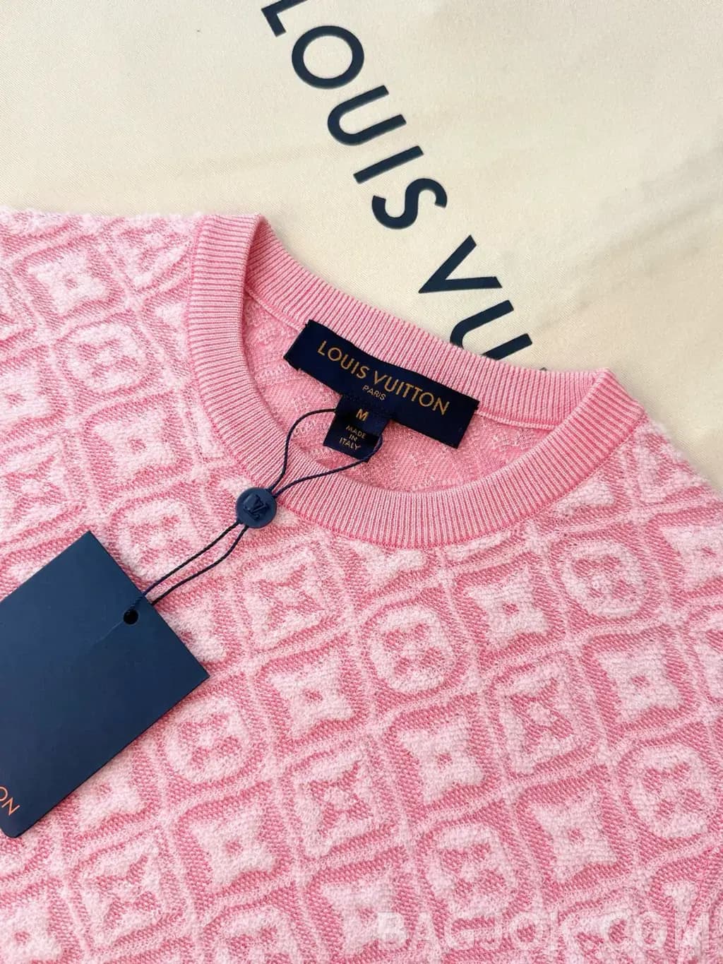루이비통 LOUIS VUITTON 모노그램 자카드 니트 반팔 티셔츠 상세 이미지