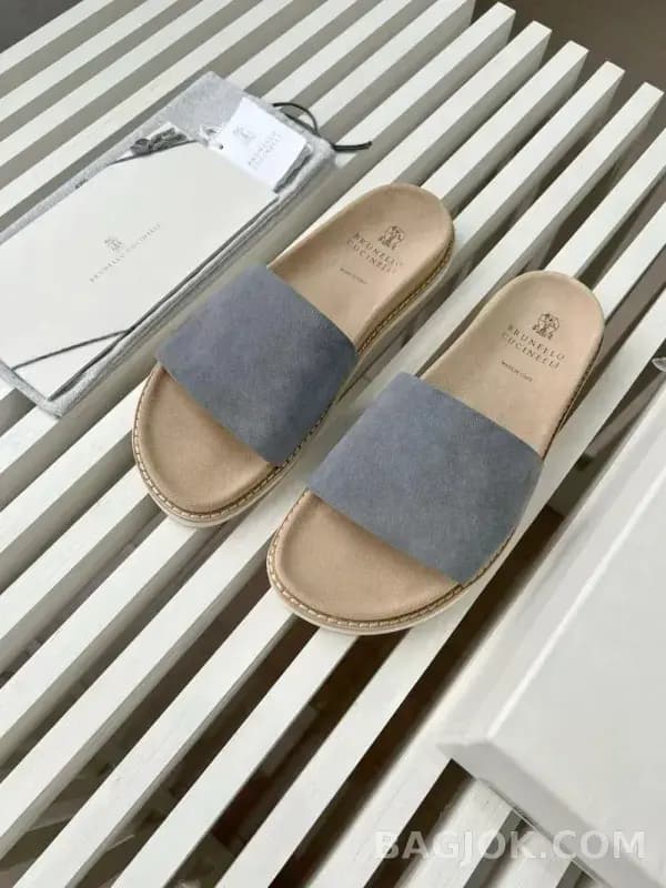 보스넬로쿠치넬리 보스넬로 쿠치넬리 스웨이드 원밴드 슬라이드 슬리퍼 상세 이미지