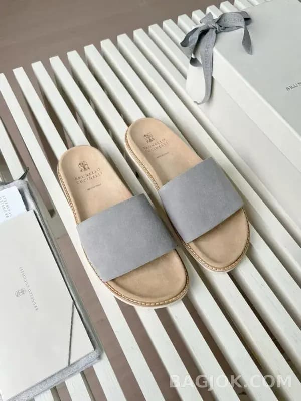 보스넬로쿠치넬리 보스넬로 쿠치넬리 스웨이드 원밴드 슬라이드 슬리퍼 상세 이미지