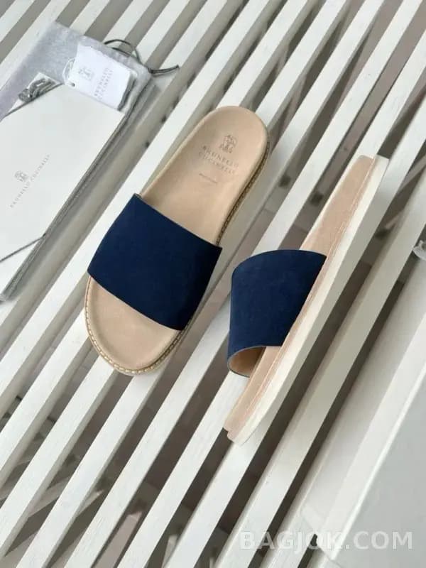 보스넬로쿠치넬리 보스넬로 쿠치넬리 스웨이드 원밴드 슬라이드 슬리퍼 상세 이미지