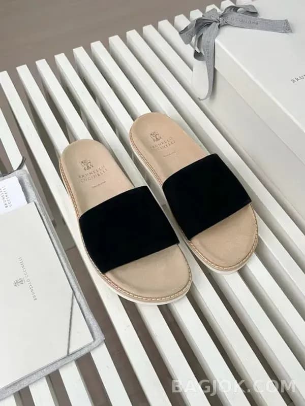 보스넬로쿠치넬리 보스넬로 쿠치넬리 스웨이드 원밴드 슬라이드 슬리퍼 상세 이미지